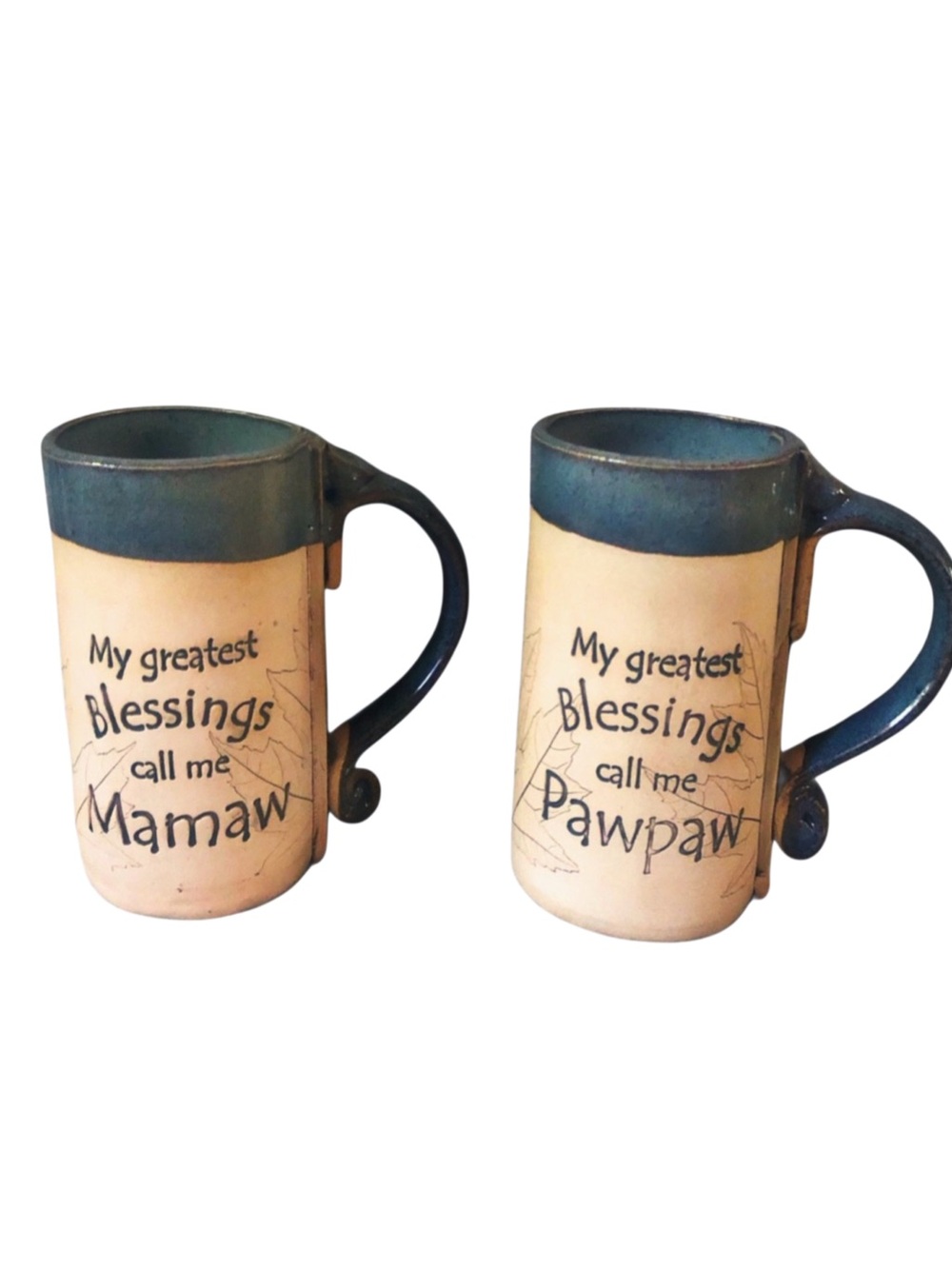 Grandparents Handcrafted Pottery 12 oz Gift Mugs